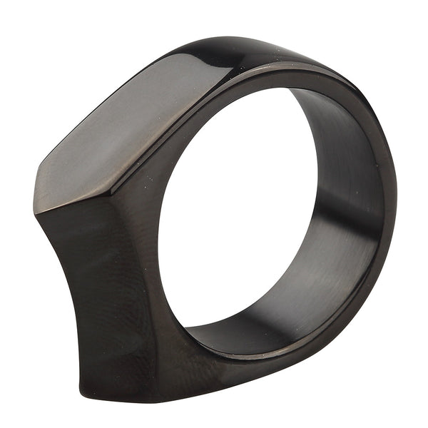 Handmade Stainless Steel Self Defense Survival Tool EDC Ring (Silver+Black)-SR19