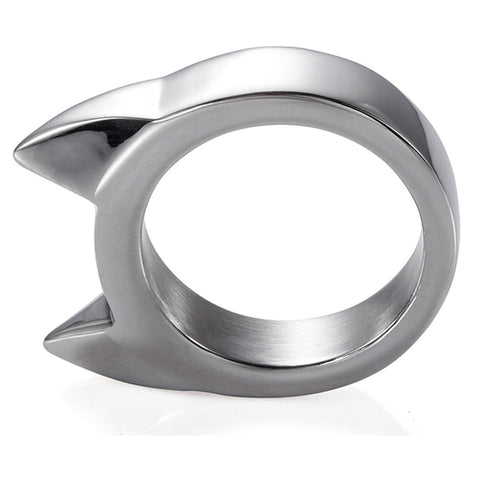 Handmade Stainless Steel Self Defense Survival Tool EDC Ring (silver)-SR13