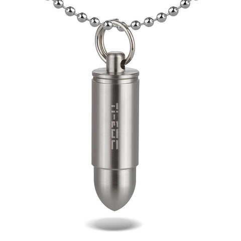 TI-EDC Titanium Handmade Waterproof Bullet Design Mini Size Charm Pendant Pill Fob