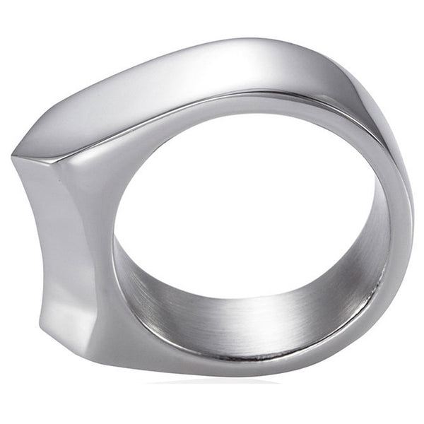 Handmade Stainless Steel Self Defense Survival Tool EDC Ring (silver)-SR19