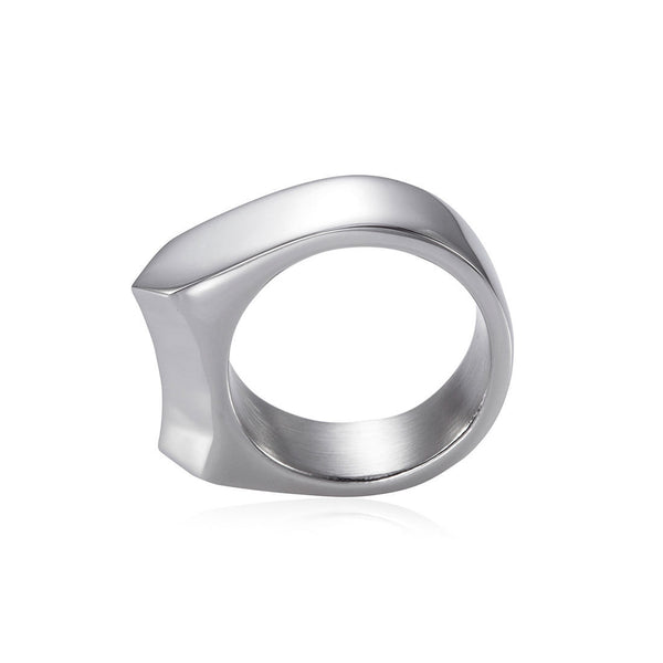 Handmade Stainless Steel Self Defense Survival Tool EDC Ring (Silver+Black)-SR19