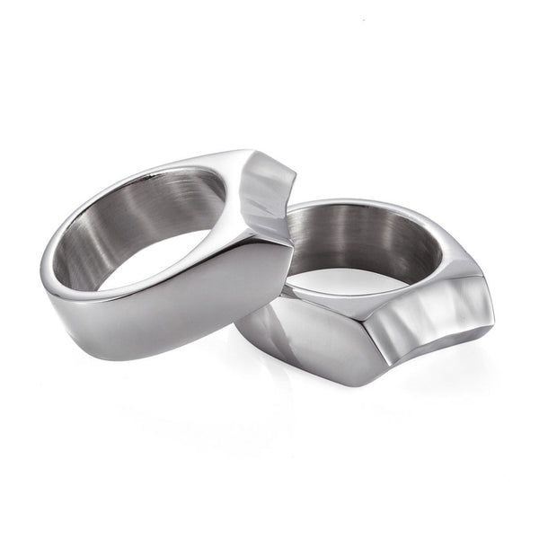 Handmade Stainless Steel Self Defense Survival Tool EDC Ring (silver)-SR19